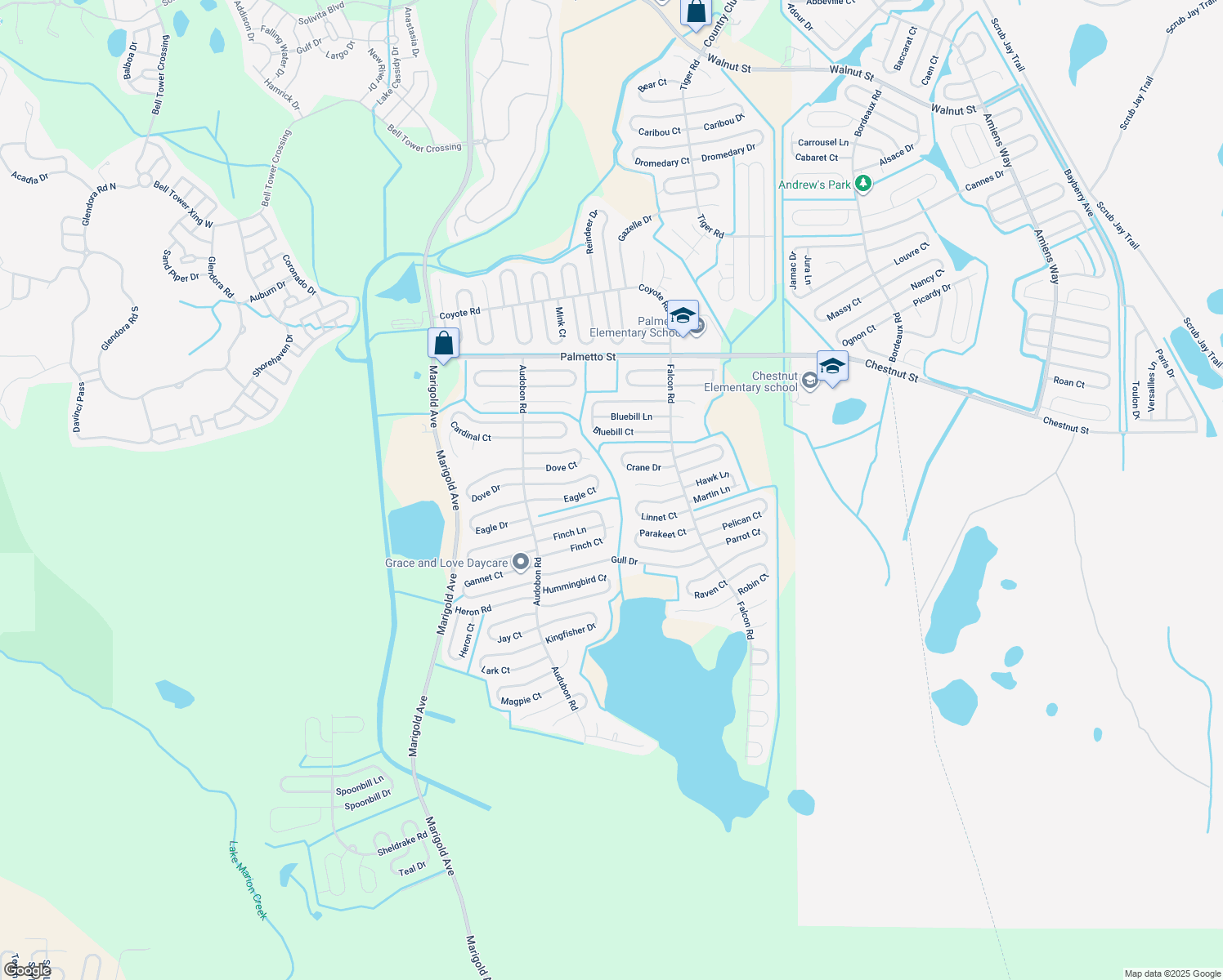 map of restaurants, bars, coffee shops, grocery stores, and more near 543 Eagle Court in Kissimmee