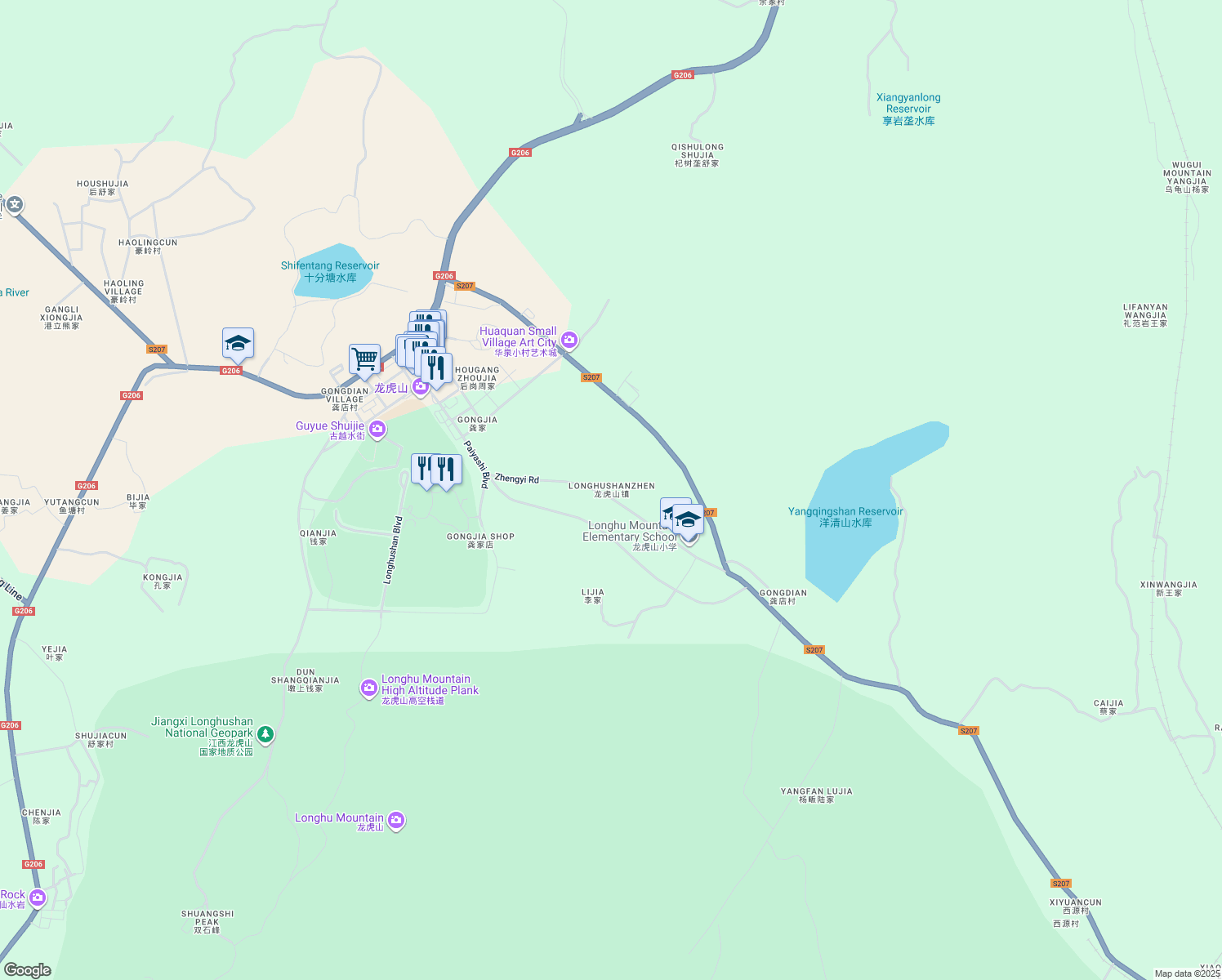 map of restaurants, bars, coffee shops, grocery stores, and more near in Yingtan