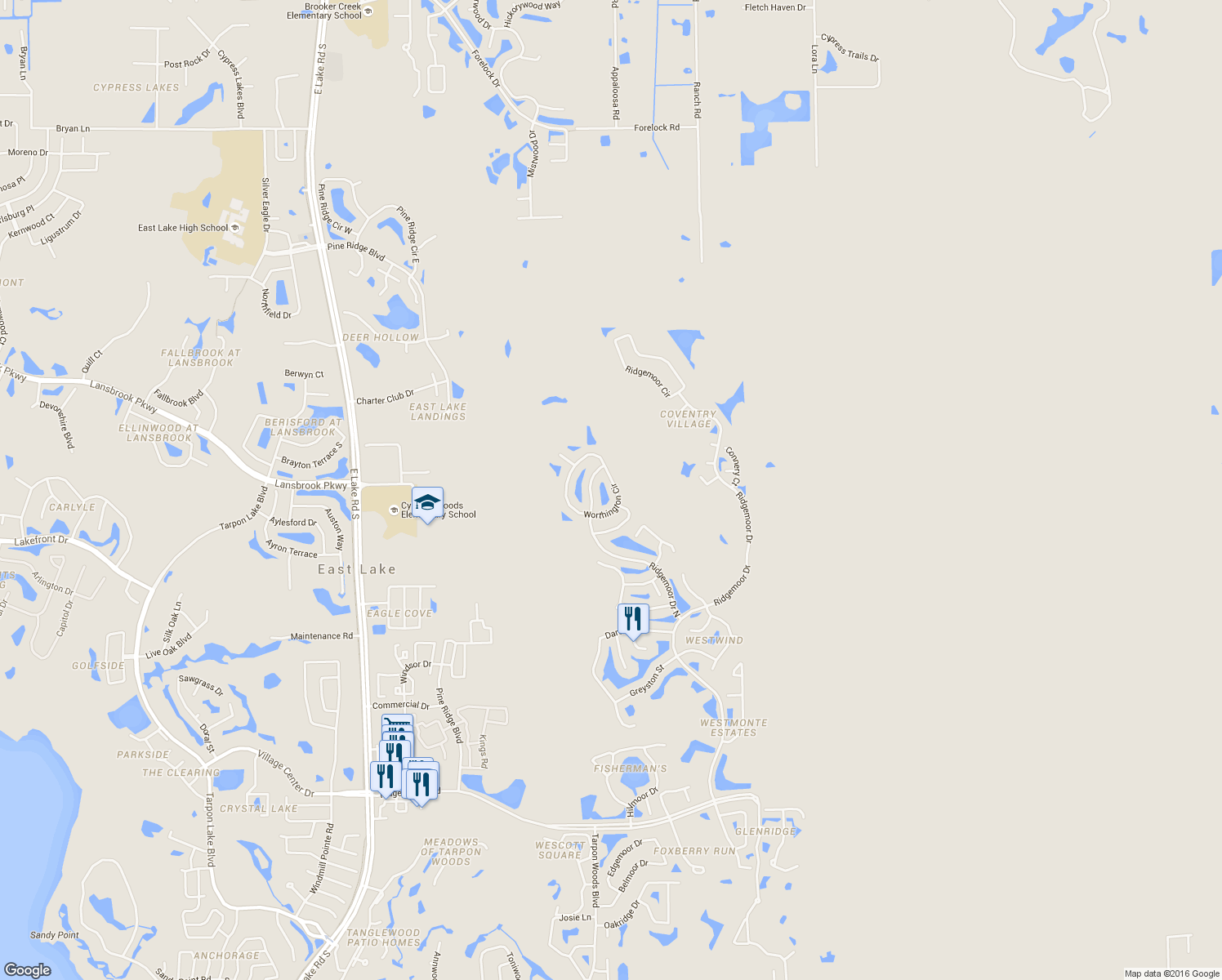 map of restaurants, bars, coffee shops, grocery stores, and more near 4432 Worthington Circle in Palm Harbor