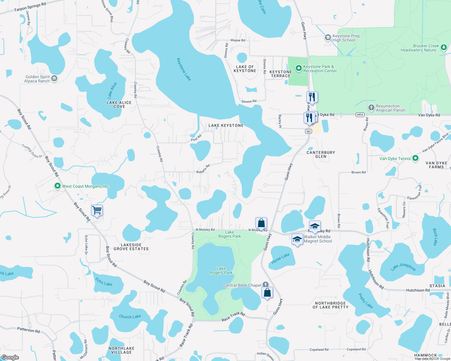 map of restaurants, bars, coffee shops, grocery stores, and more near 8944 Donna Lu Drive in Odessa