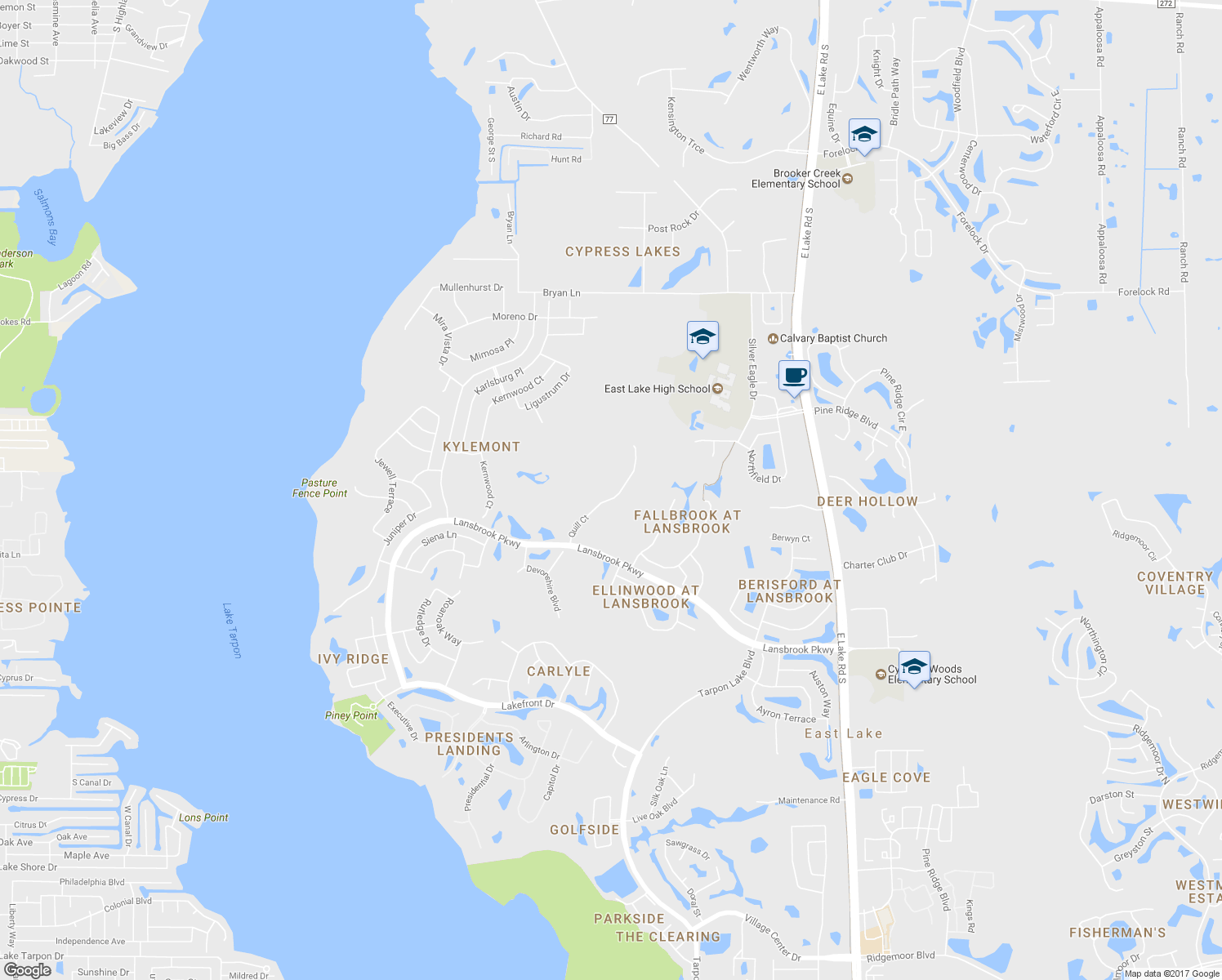 map of restaurants, bars, coffee shops, grocery stores, and more near 4964 Quill Court in Palm Harbor