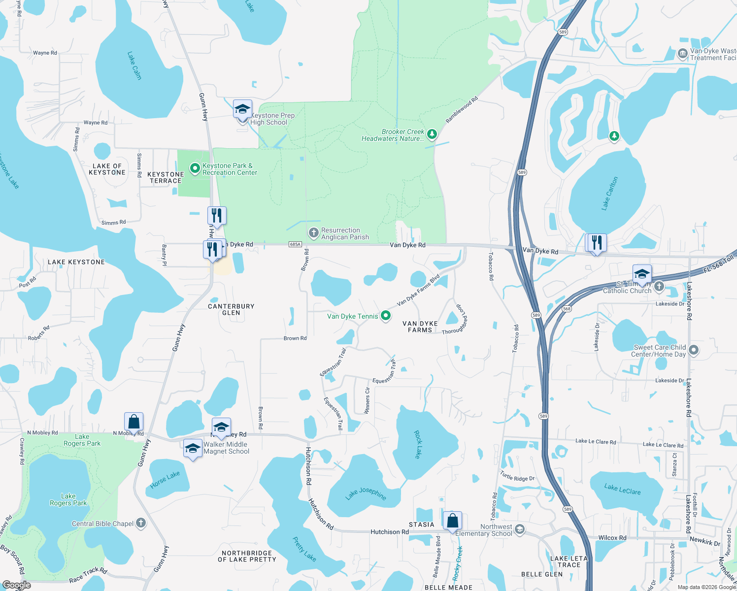 map of restaurants, bars, coffee shops, grocery stores, and more near 17309 Stetson Lane in Odessa