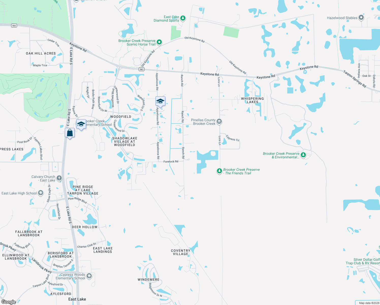 map of restaurants, bars, coffee shops, grocery stores, and more near 935 Ranch Road in Tarpon Springs