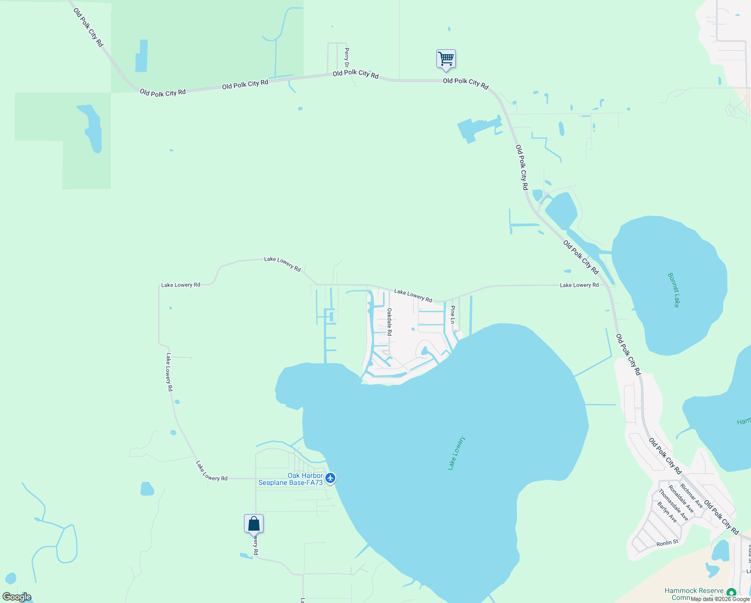 map of restaurants, bars, coffee shops, grocery stores, and more near 4702 Lake Lowery Road in Haines City