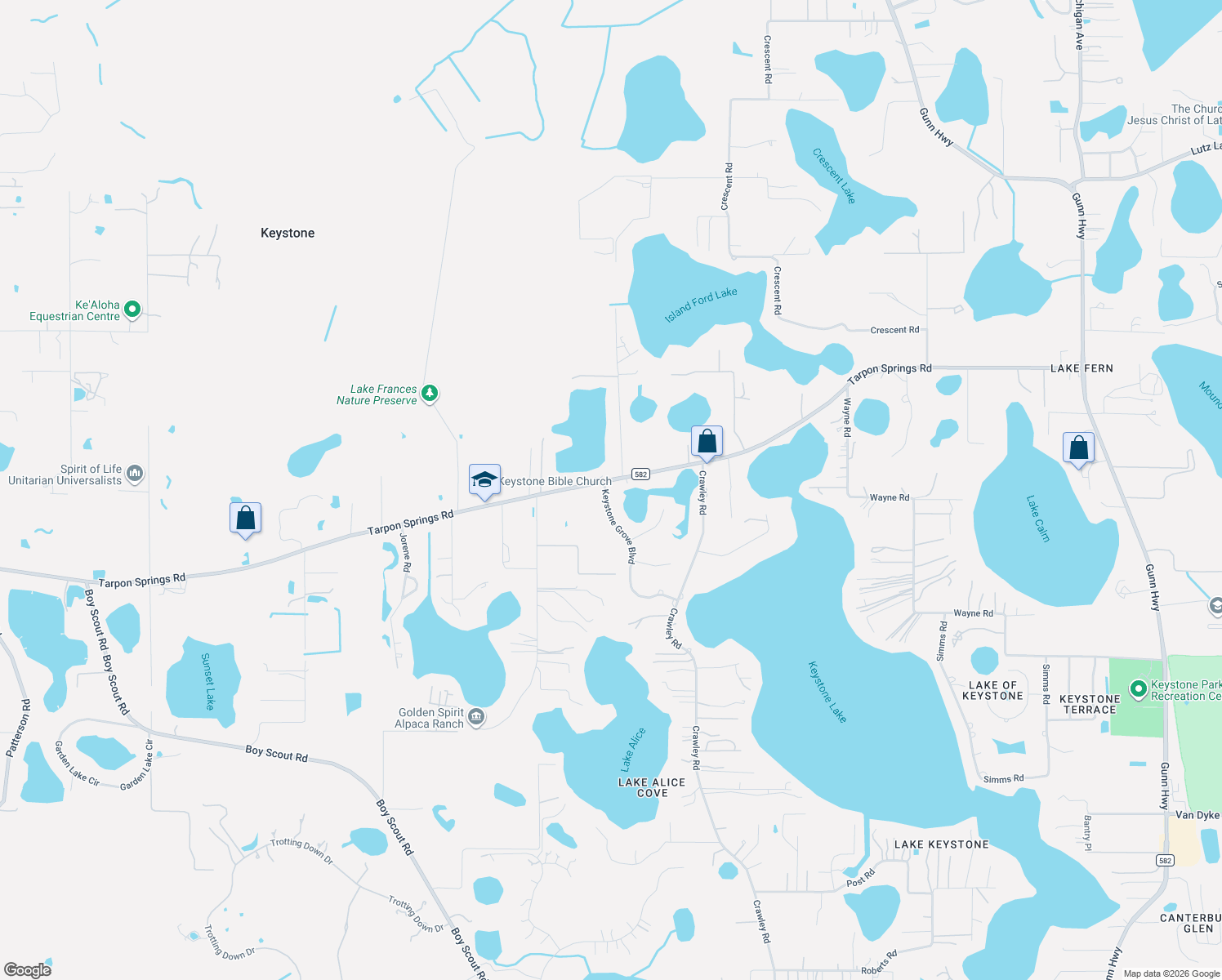 map of restaurants, bars, coffee shops, grocery stores, and more near 10504 Tarpon Springs Road in Odessa
