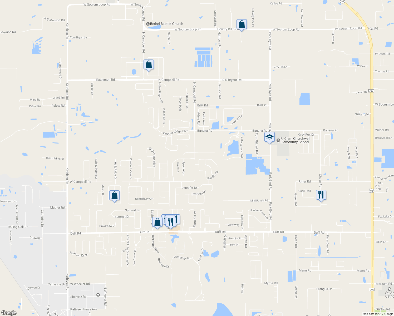 map of restaurants, bars, coffee shops, grocery stores, and more near 8017 Kaitlin Circle in Lakeland