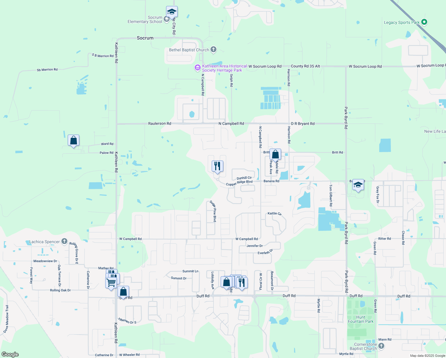 map of restaurants, bars, coffee shops, grocery stores, and more near 8115 Woodvine Cir in Lakeland