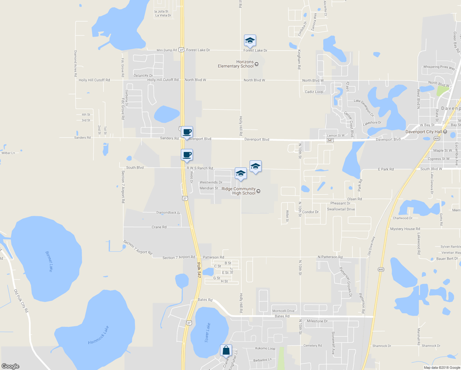 map of restaurants, bars, coffee shops, grocery stores, and more near 312-322 Sierra Circle in Davenport