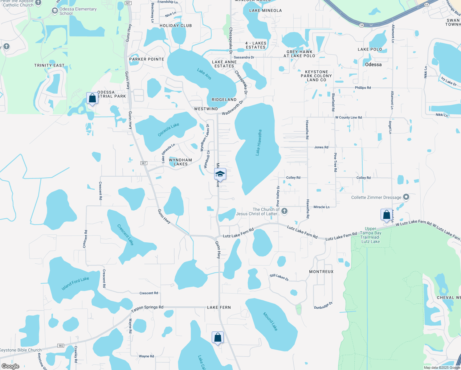 map of restaurants, bars, coffee shops, grocery stores, and more near 19521 Michigan Avenue in Odessa