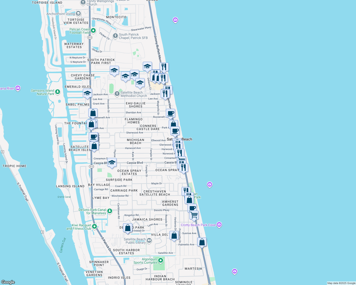 Highway A1A Satellite Beach FL - Lng= 80.5903208 