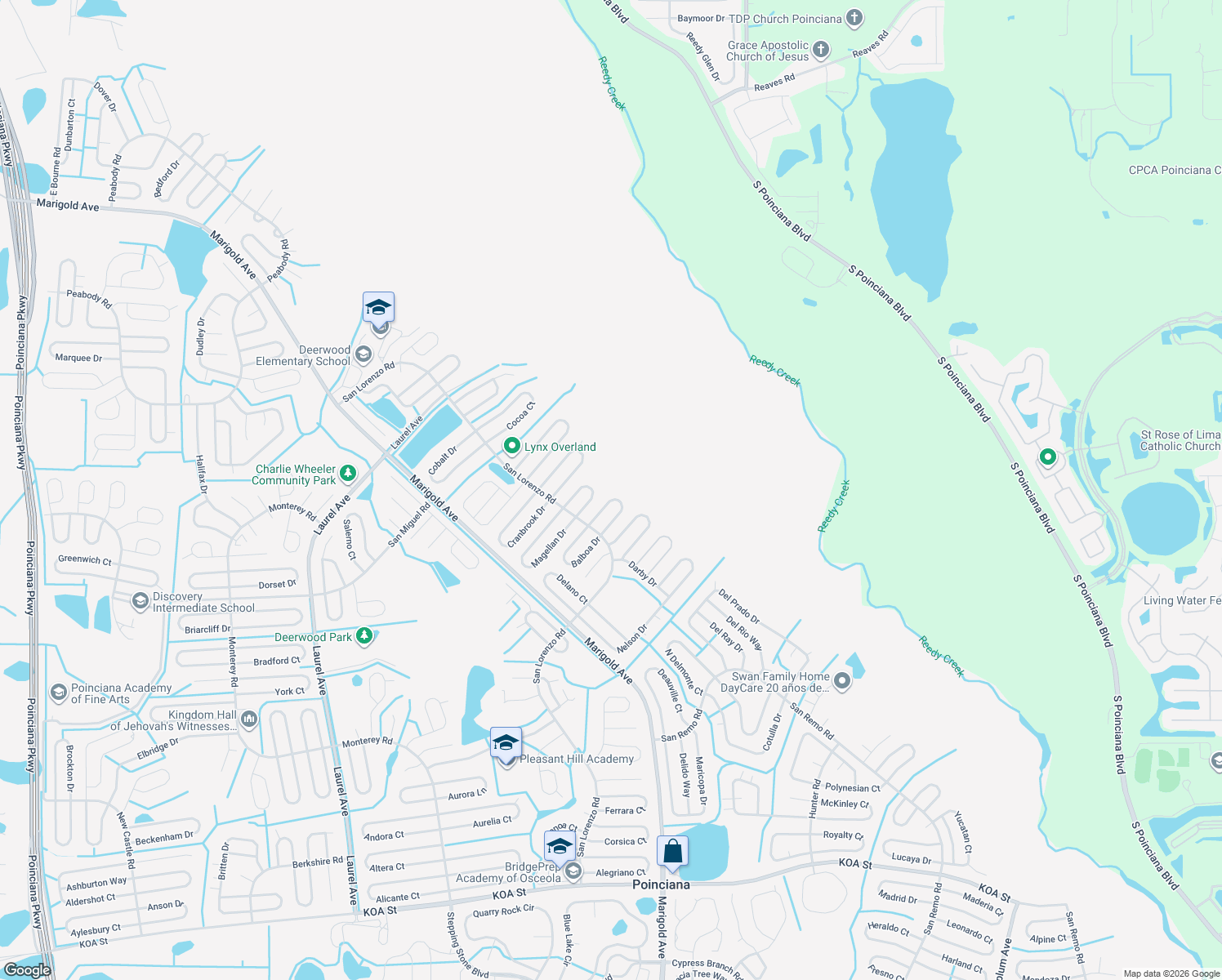 map of restaurants, bars, coffee shops, grocery stores, and more near 326 Cortez Ct in Kissimmee