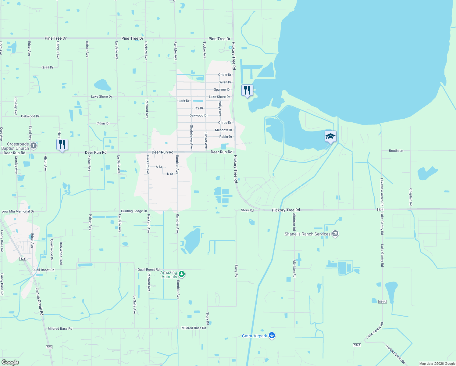map of restaurants, bars, coffee shops, grocery stores, and more near 4160 Hickory Tree Road in Saint Cloud