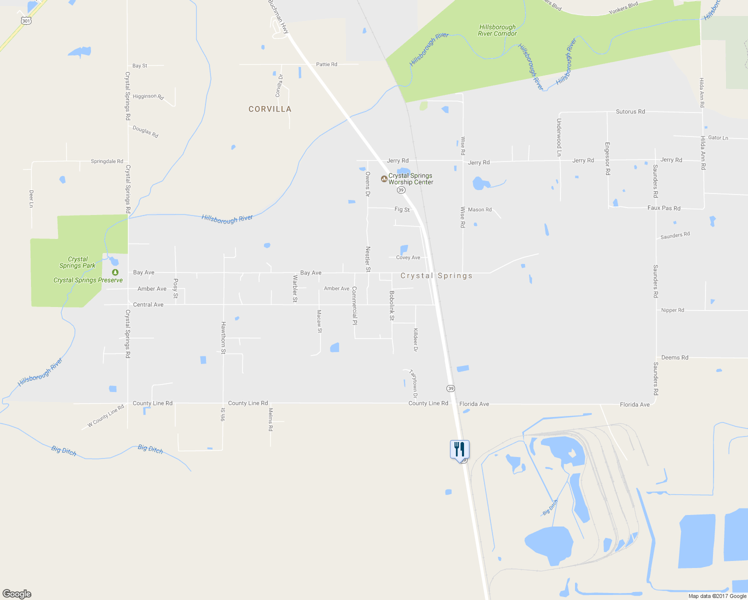map of restaurants, bars, coffee shops, grocery stores, and more near 39515 Central Avenue in Zephyrhills