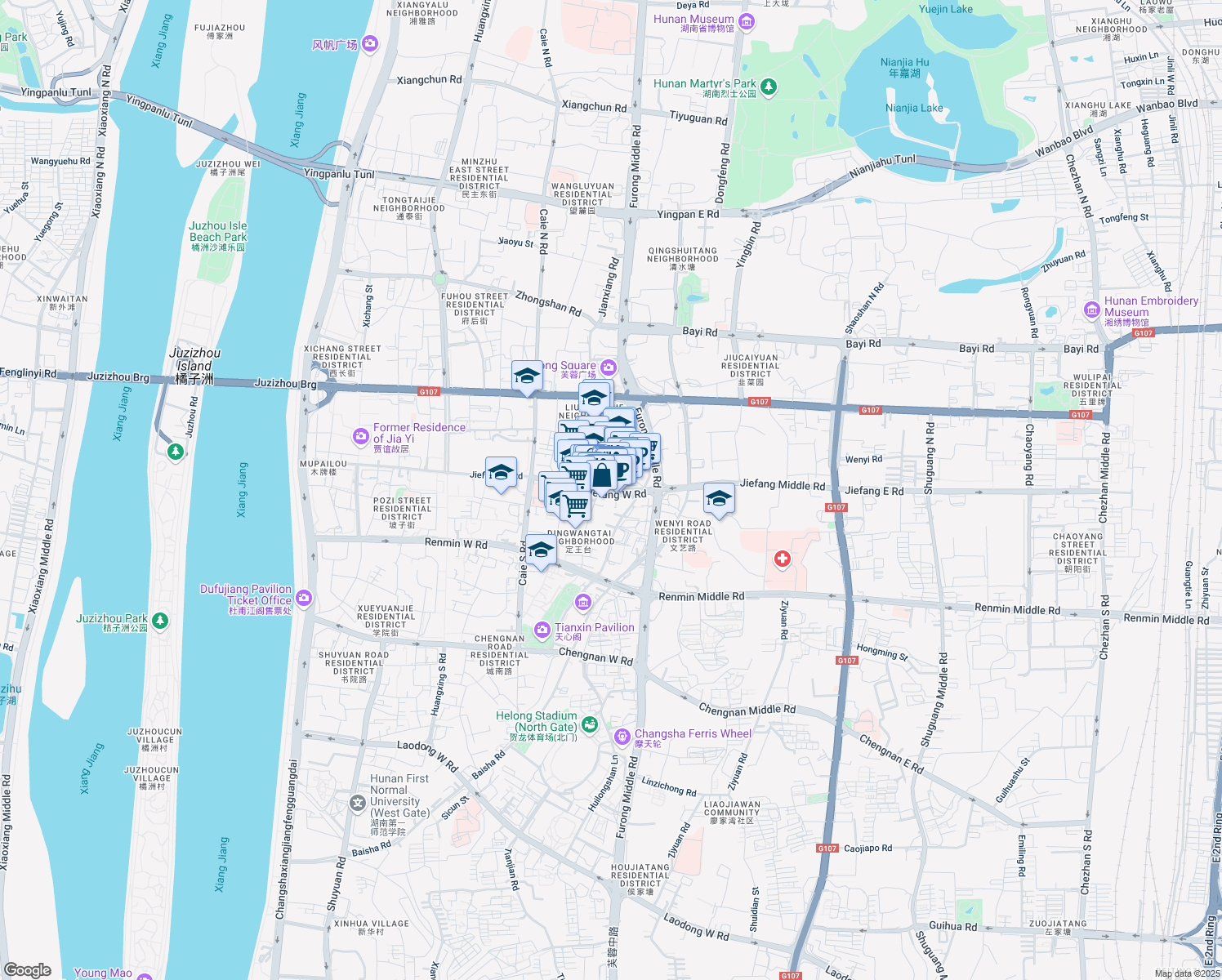 map of restaurants, bars, coffee shops, grocery stores, and more near 84 Jie Fang Xi Lu in Chang Sha Shi