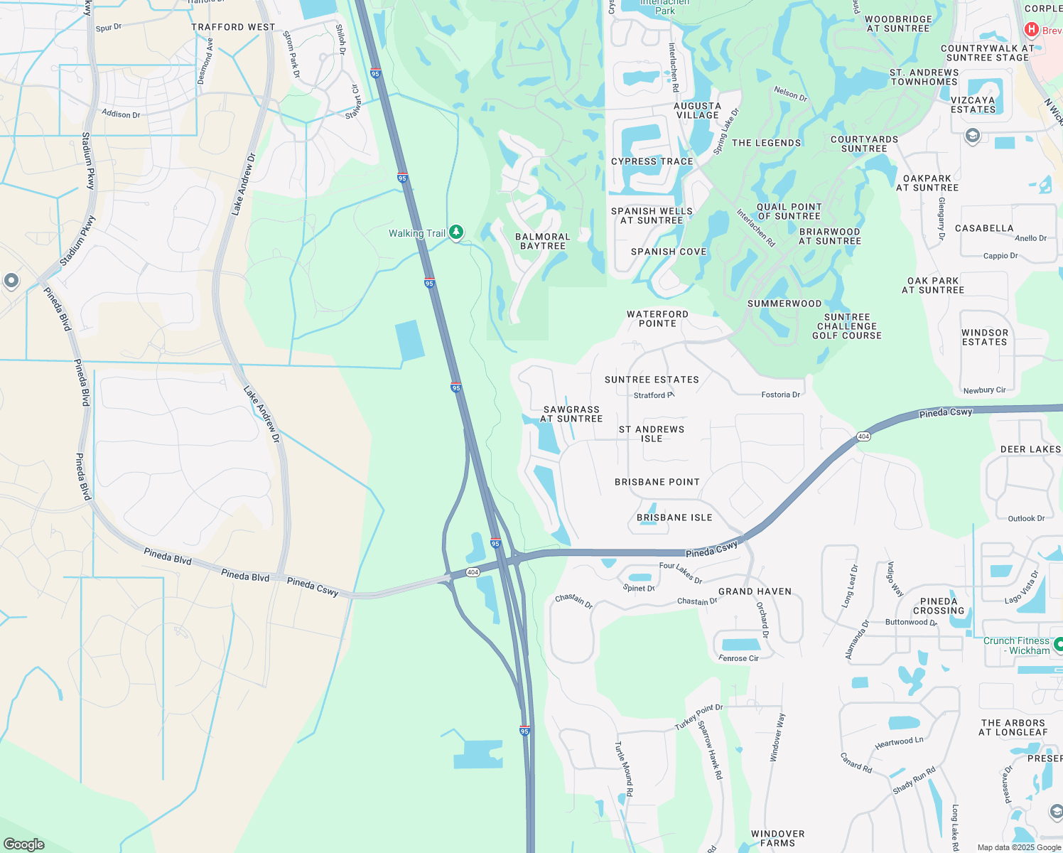 map of restaurants, bars, coffee shops, grocery stores, and more near 1505 Ficus Point Drive in Melbourne