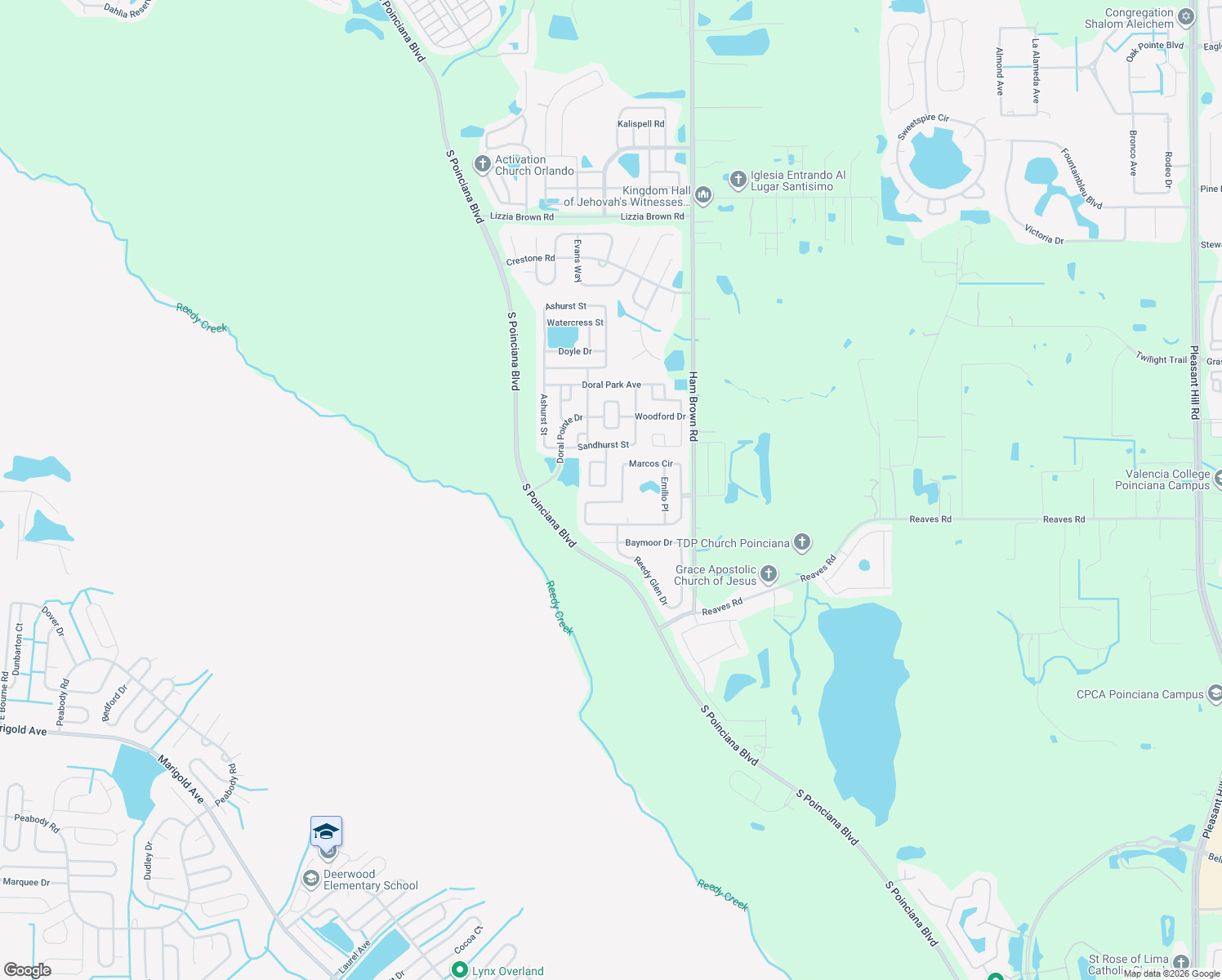 map of restaurants, bars, coffee shops, grocery stores, and more near 3221 Murray Hill Loop in Kissimmee