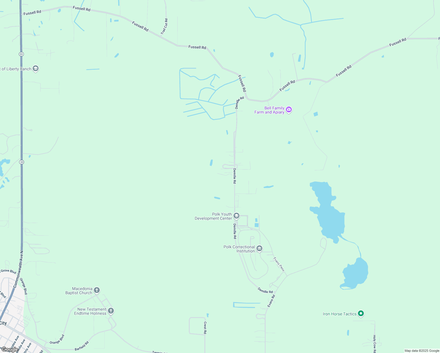 map of restaurants, bars, coffee shops, grocery stores, and more near 11115 Demille Road in Polk City