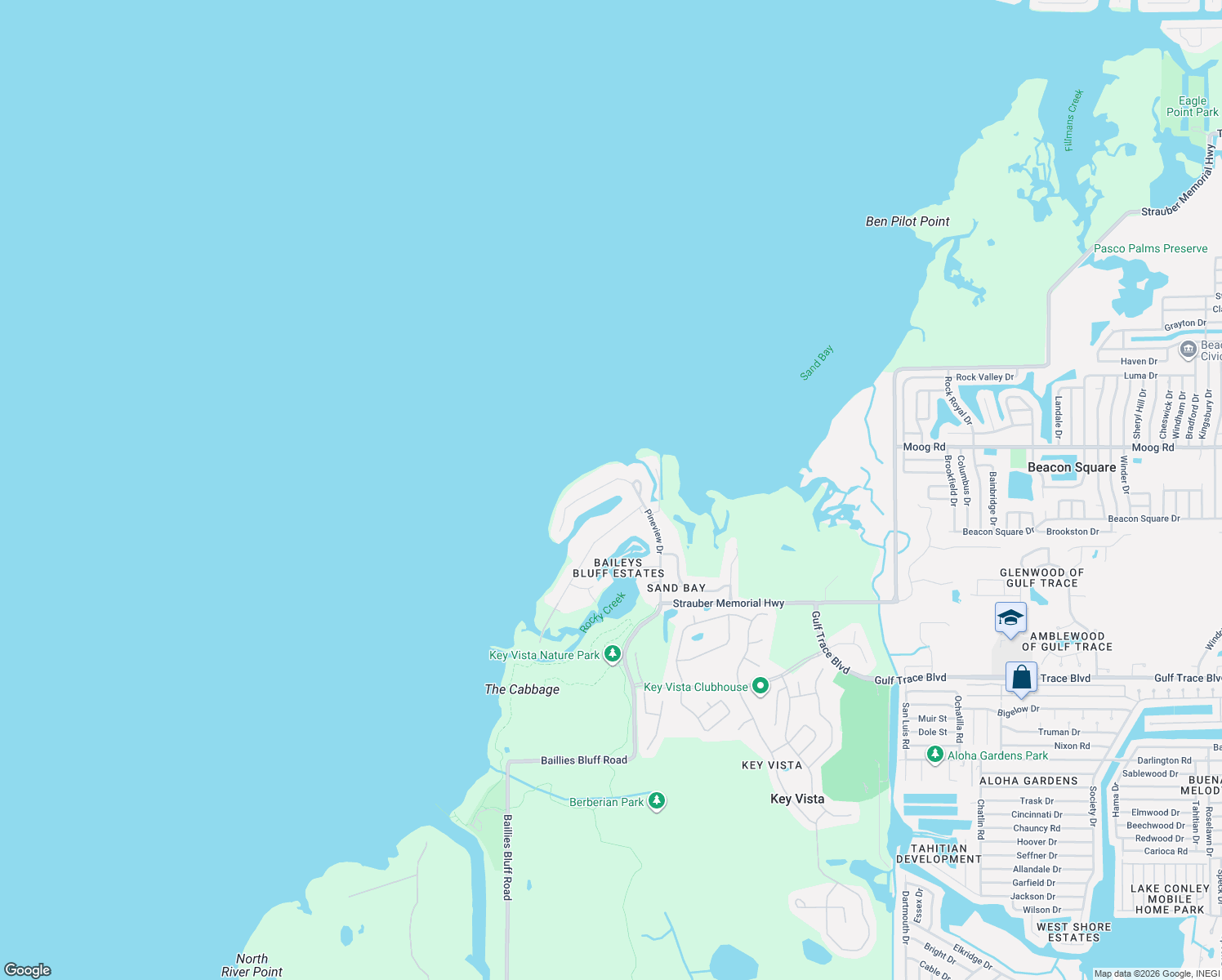 map of restaurants, bars, coffee shops, grocery stores, and more near 2030 Gulfview Drive in Holiday