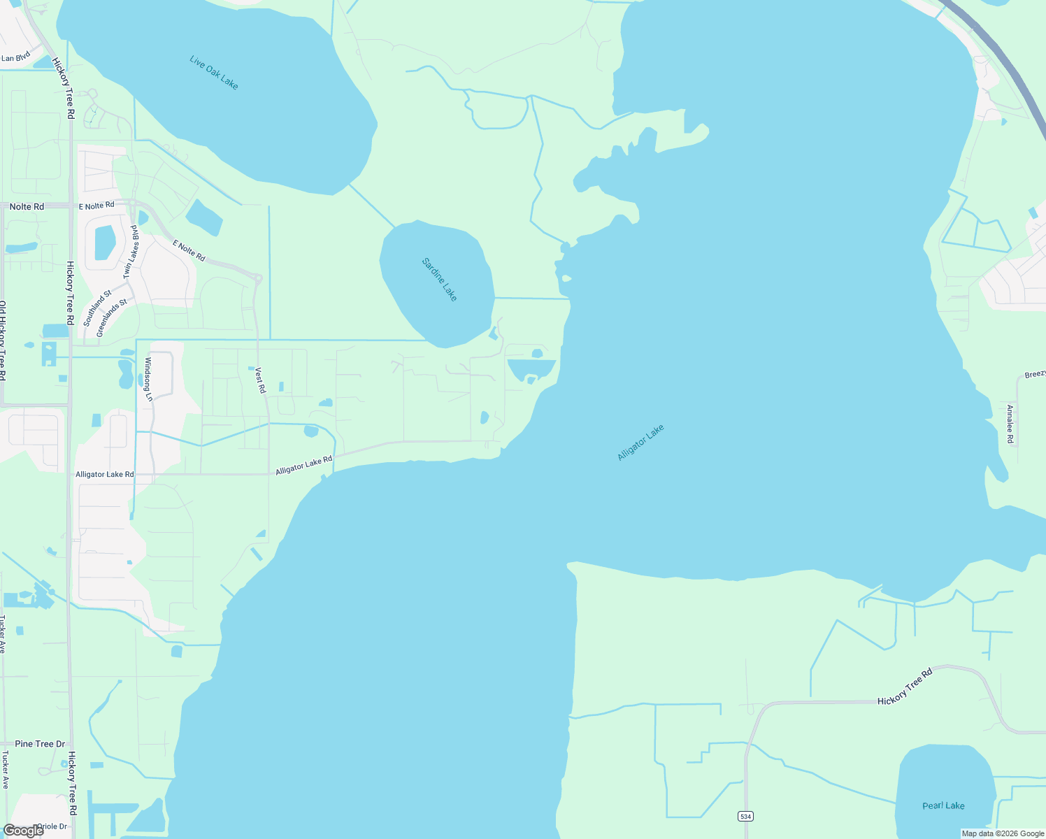 map of restaurants, bars, coffee shops, grocery stores, and more near 5585 Alligator Lake Road in Saint Cloud