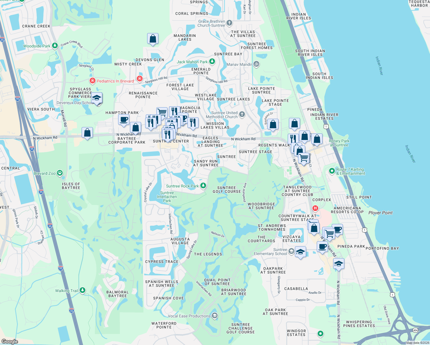 map of restaurants, bars, coffee shops, grocery stores, and more near 320 Olympia Court in Melbourne