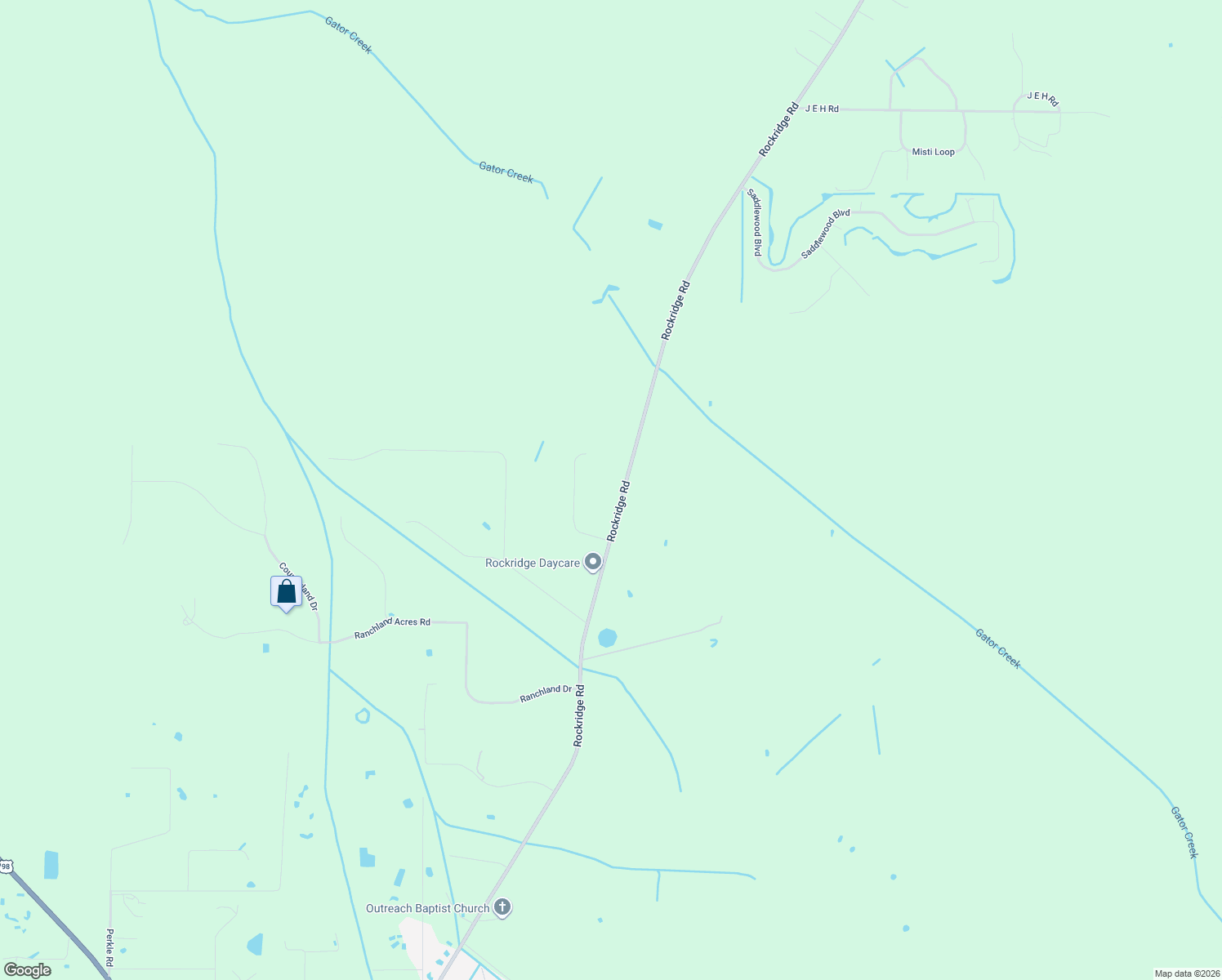 map of restaurants, bars, coffee shops, grocery stores, and more near 12508 Rockridge Road in Lakeland