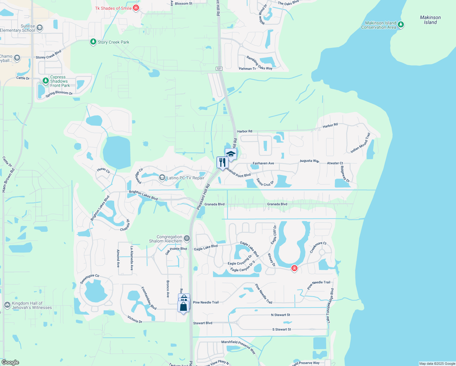map of restaurants, bars, coffee shops, grocery stores, and more near 3217 Saint Augustine Court in Kissimmee