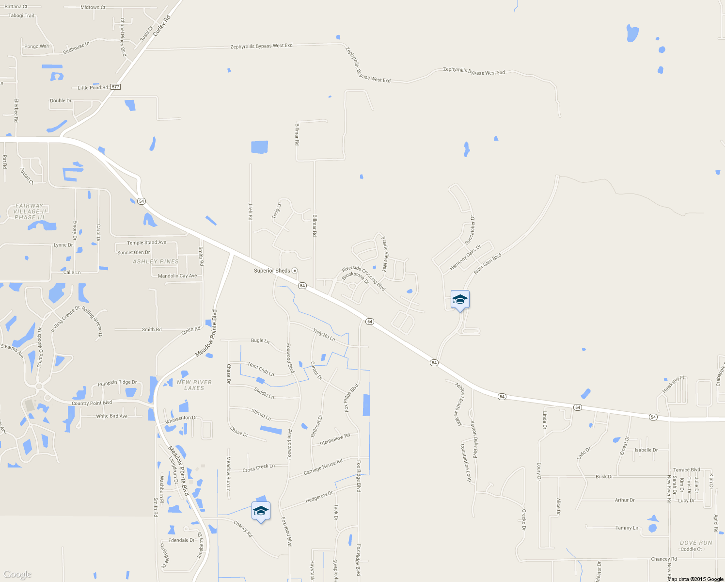 map of restaurants, bars, coffee shops, grocery stores, and more near 32131 NorthRidge Drive in Wesley Chapel