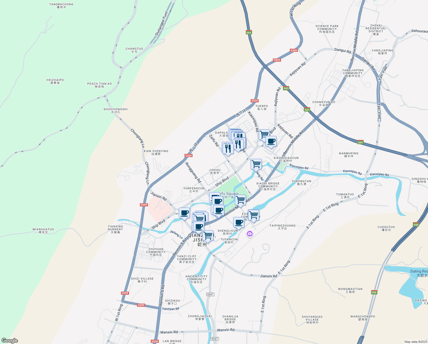 map of restaurants, bars, coffee shops, grocery stores, and more near in Xiangxi Tujia and Miao Autonomous Prefecture