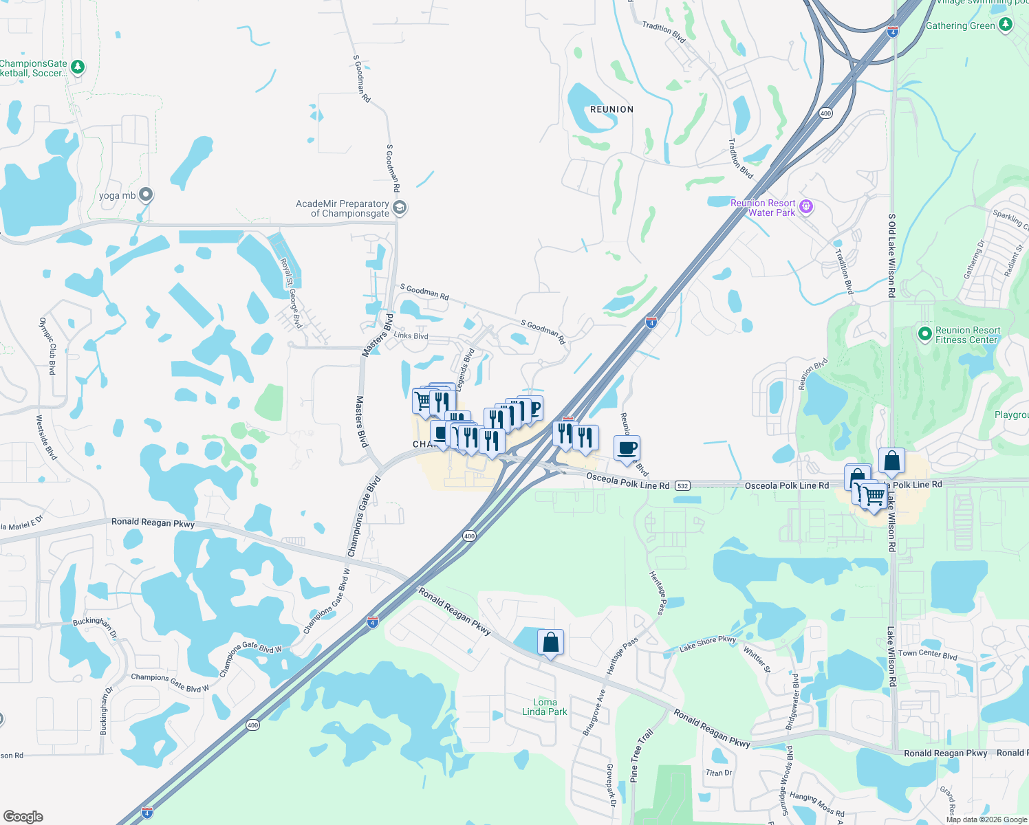 map of restaurants, bars, coffee shops, grocery stores, and more near 1499 South Goodman Road in Davenport