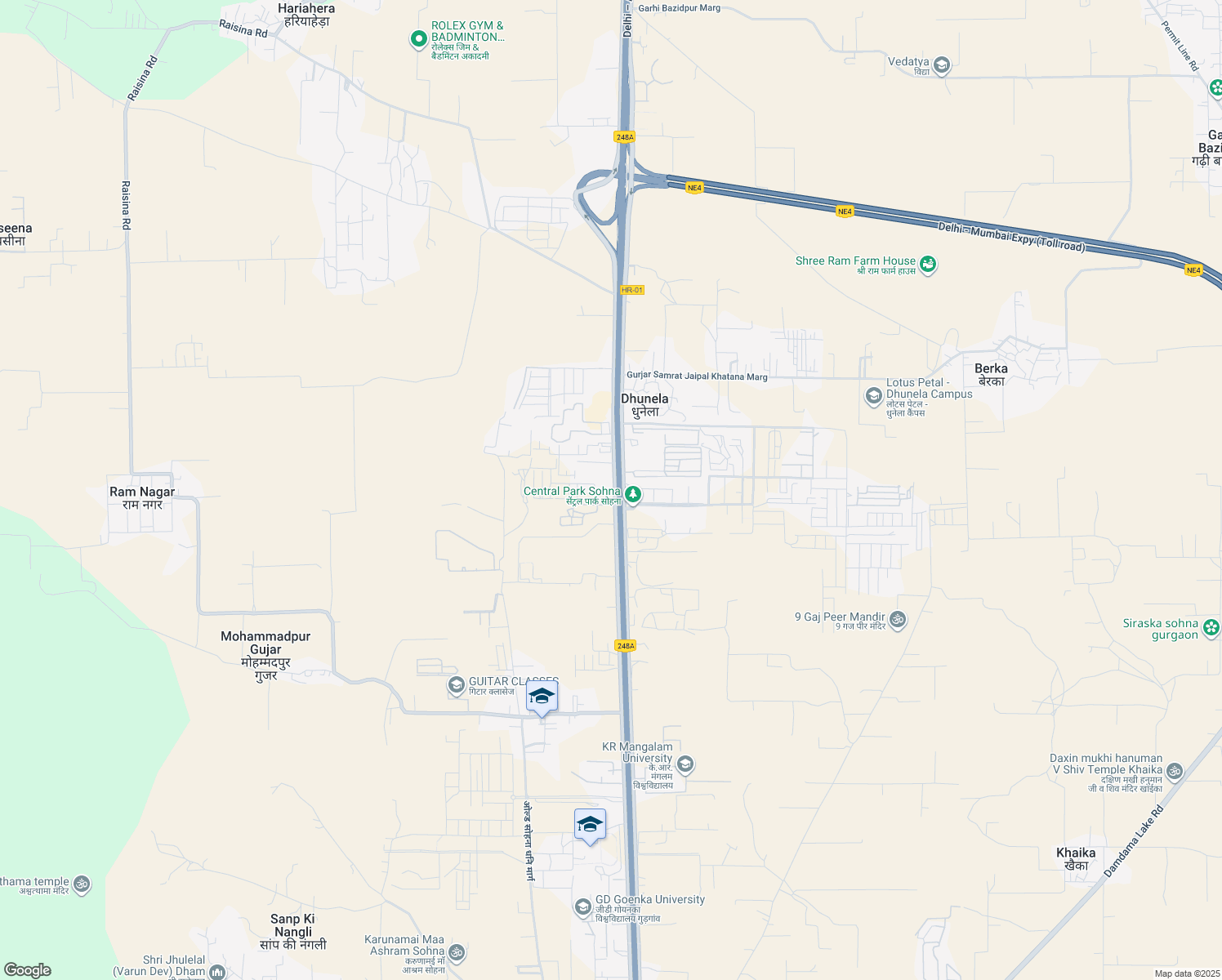 map of restaurants, bars, coffee shops, grocery stores, and more near Sohna - Gurgaon Road in Gurugram