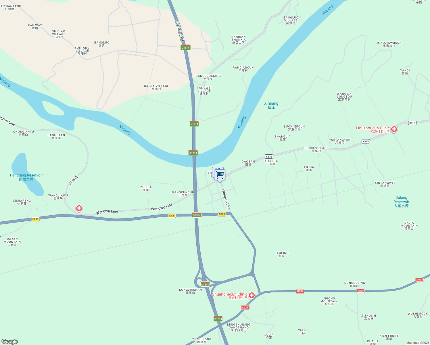 map of restaurants, bars, coffee shops, grocery stores, and more near in Shangrao