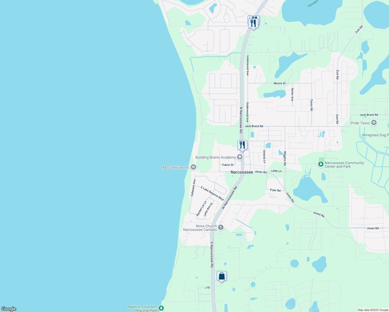 map of restaurants, bars, coffee shops, grocery stores, and more near 1060 Oak Shore Drive in Saint Cloud