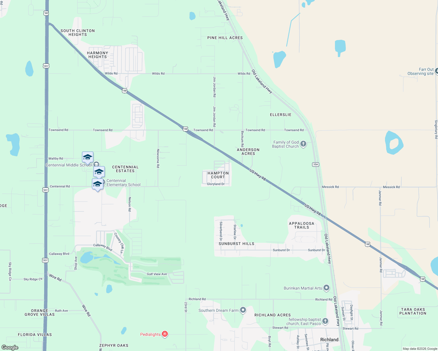 map of restaurants, bars, coffee shops, grocery stores, and more near 10055 Collingwood Avenue in Dade City