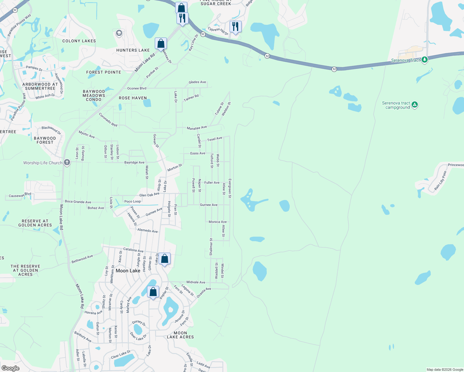 map of restaurants, bars, coffee shops, grocery stores, and more near 13220 Fuller Avenue in New Port Richey