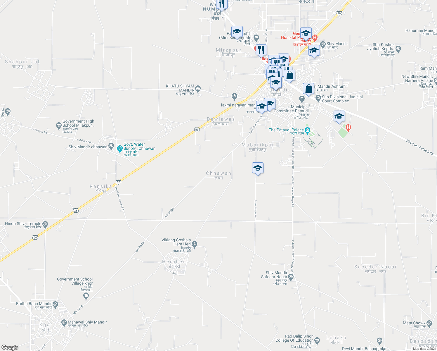 map of restaurants, bars, coffee shops, grocery stores, and more near in Chhawan