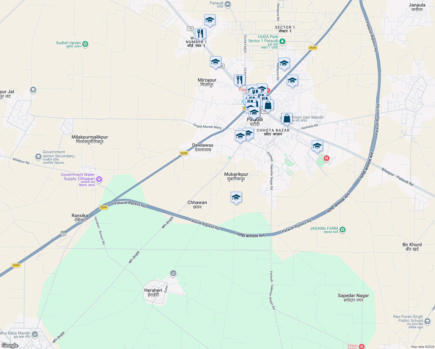 map of restaurants, bars, coffee shops, grocery stores, and more near khor-heraheri in Mubarikpur