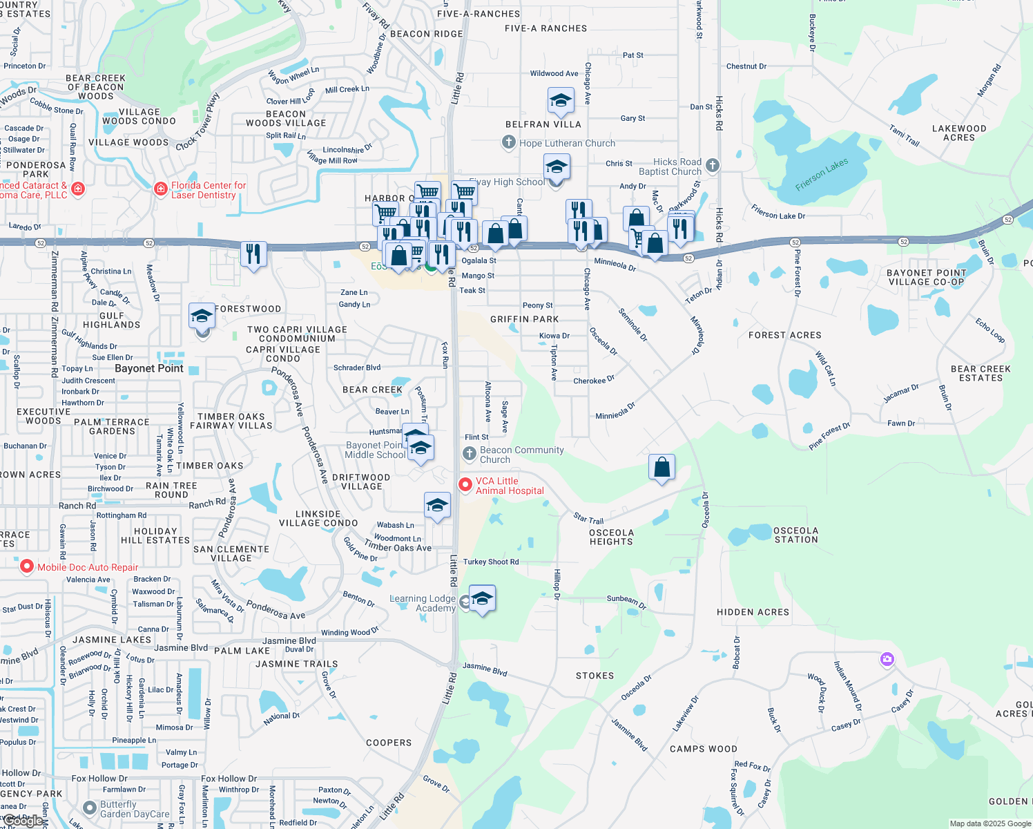 map of restaurants, bars, coffee shops, grocery stores, and more near 11327 Canton Avenue in New Port Richey