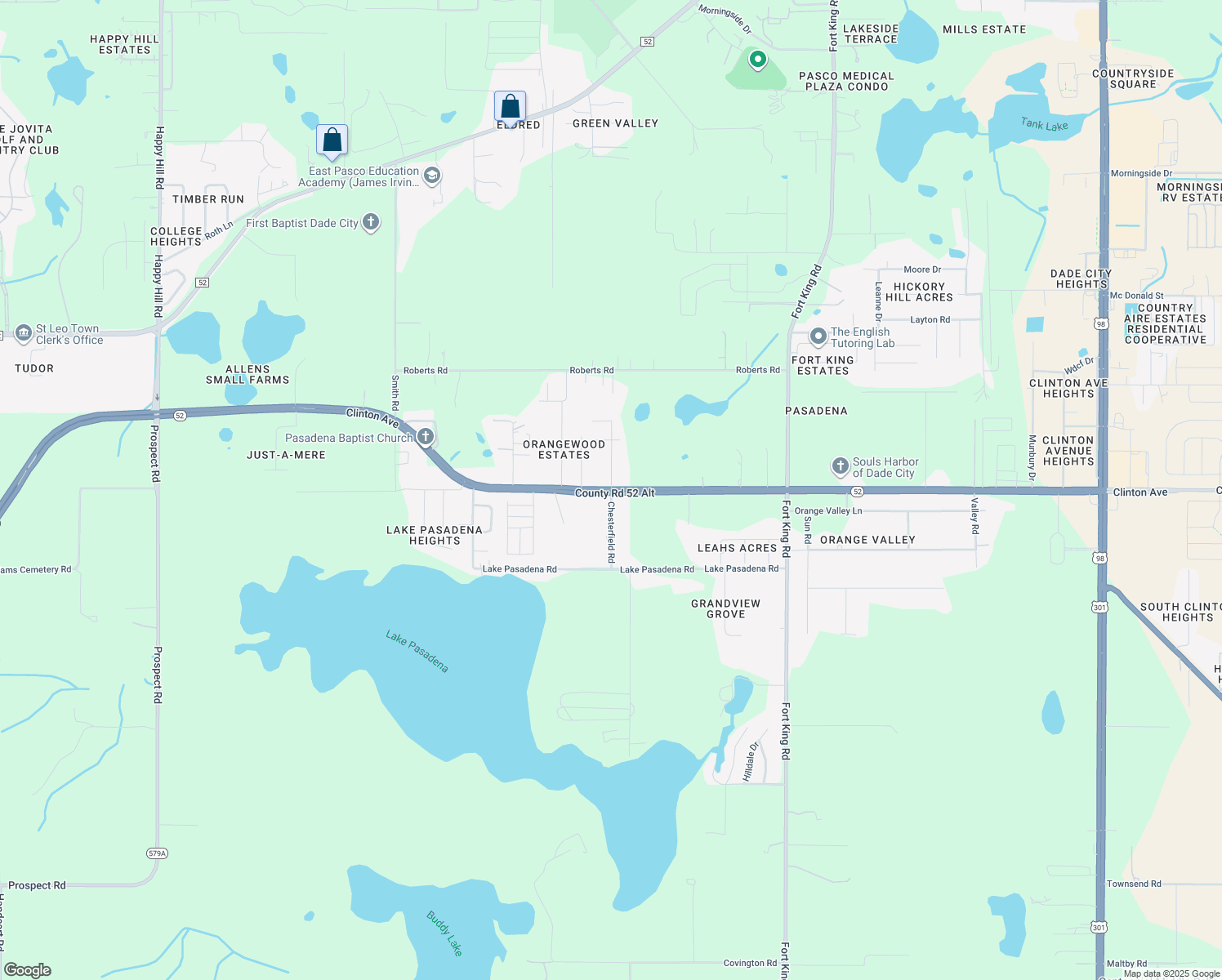 map of restaurants, bars, coffee shops, grocery stores, and more near 11801 Chesterfield Road in Dade City