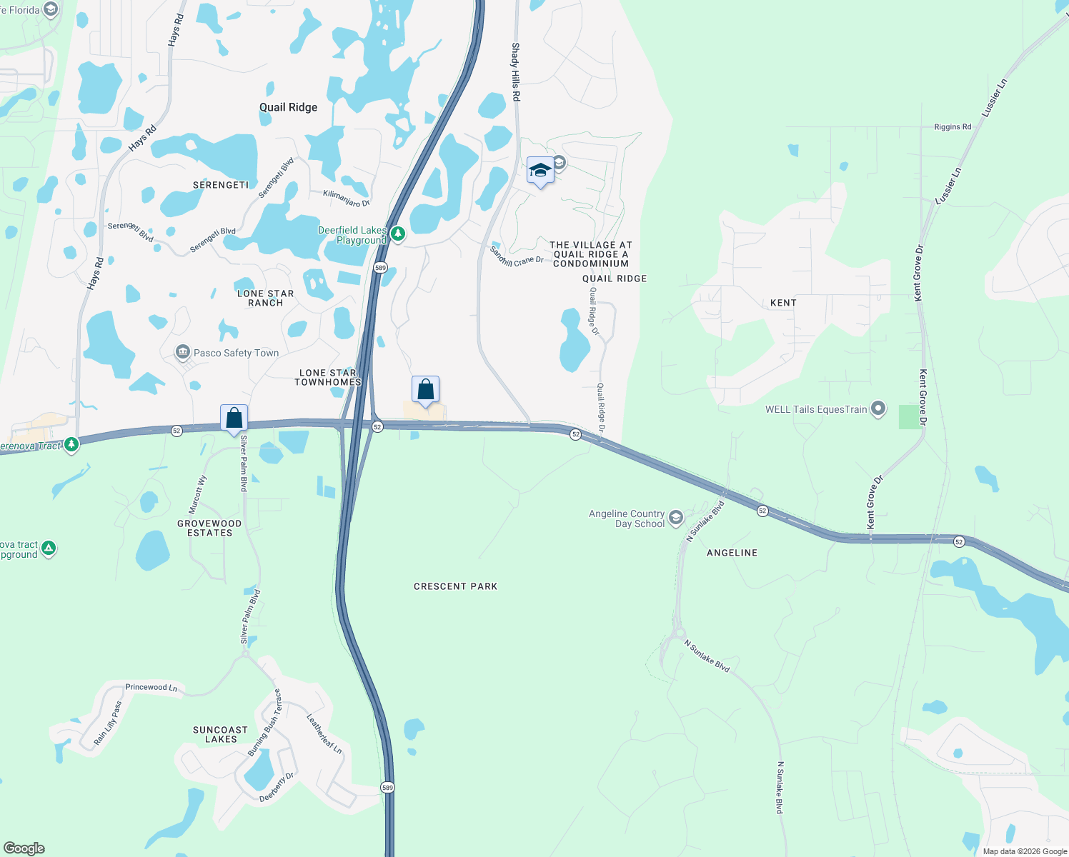 map of restaurants, bars, coffee shops, grocery stores, and more near 11947 Shady Hills Road in Spring Hill