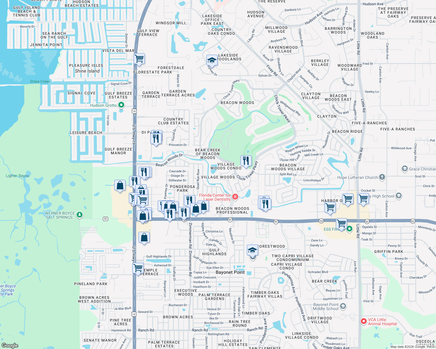 map of restaurants, bars, coffee shops, grocery stores, and more near 12349 Dearborn Drive in Hudson