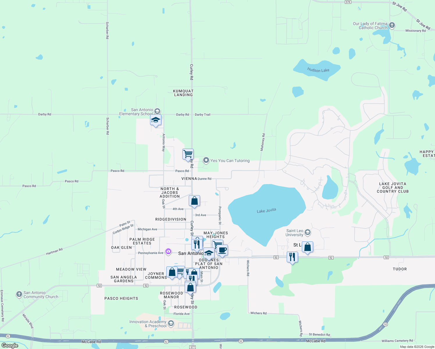 map of restaurants, bars, coffee shops, grocery stores, and more near 32945 Dunne Rd in San Antonio