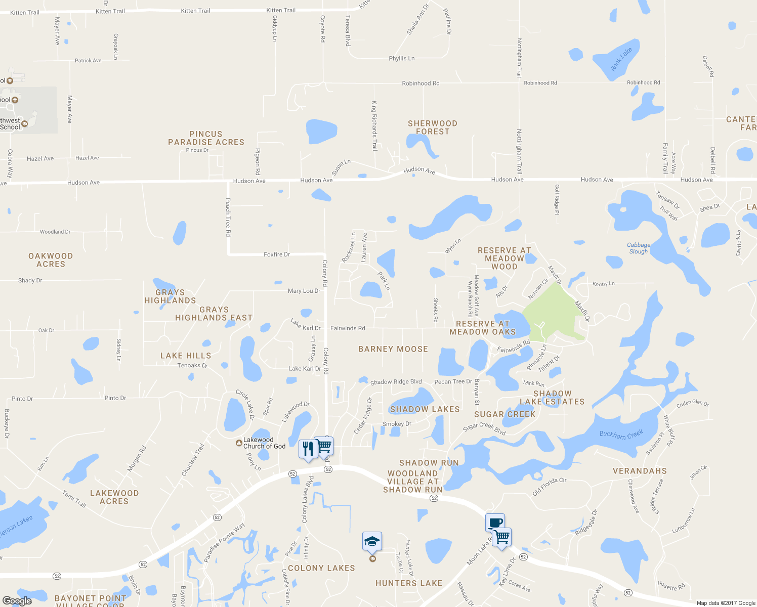 map of restaurants, bars, coffee shops, grocery stores, and more near 12243 Joyce Lane in Hudson