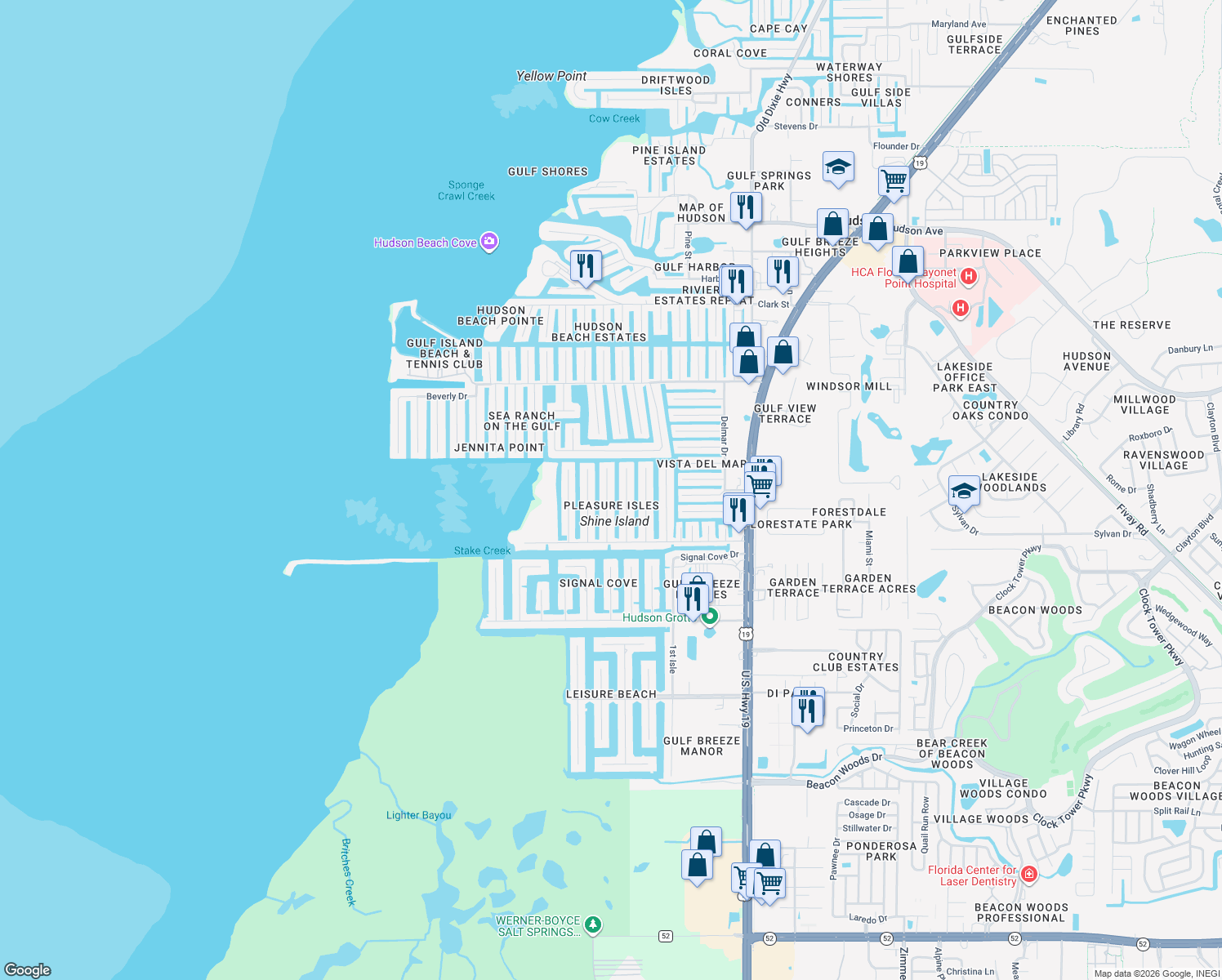 map of restaurants, bars, coffee shops, grocery stores, and more near 13404 Susan Drive in Hudson