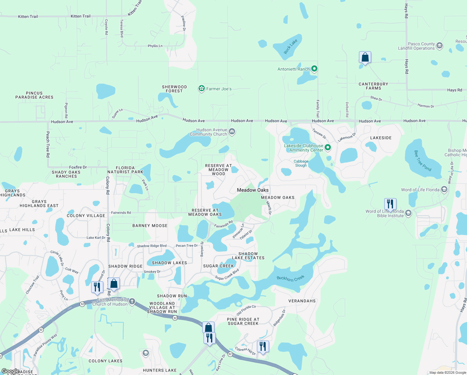map of restaurants, bars, coffee shops, grocery stores, and more near 13321 Norman Circle in Hudson