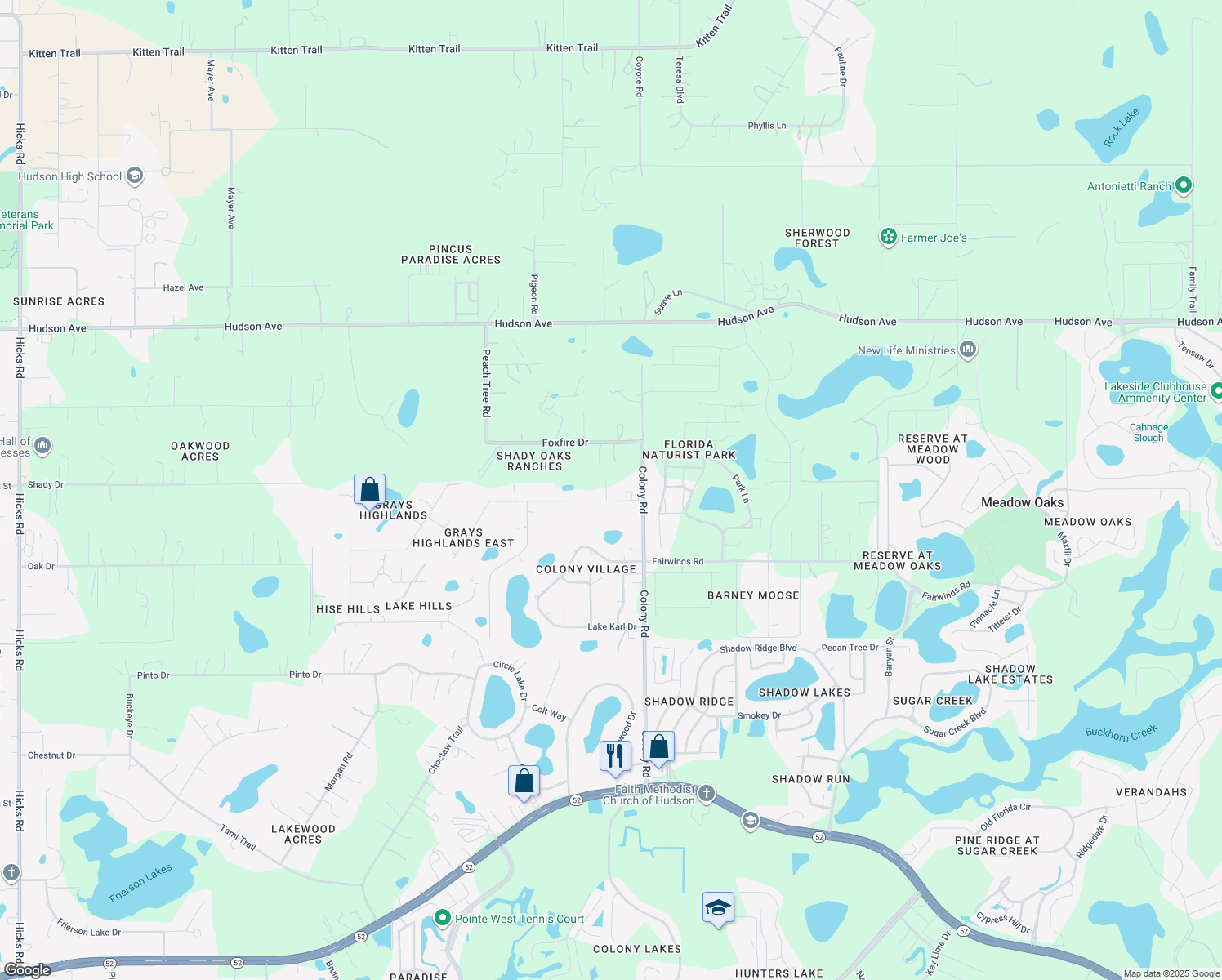 map of restaurants, bars, coffee shops, grocery stores, and more near 11837 Mary Lou Drive in Hudson