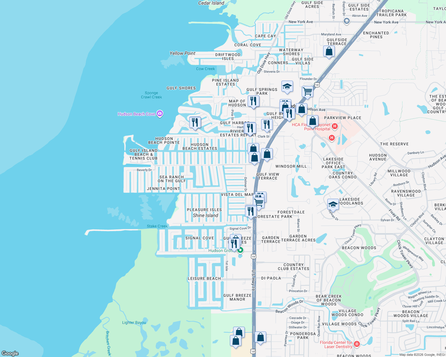 map of restaurants, bars, coffee shops, grocery stores, and more near 13612 Frances Avenue in Hudson