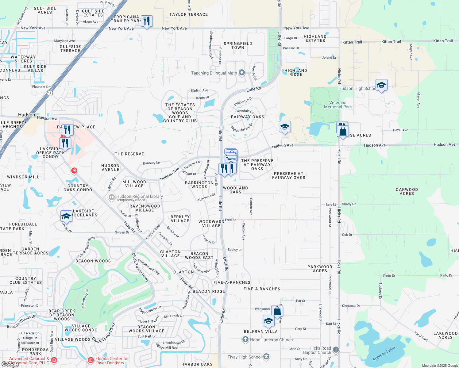 map of restaurants, bars, coffee shops, grocery stores, and more near 9047 Robin Nest Drive in Hudson
