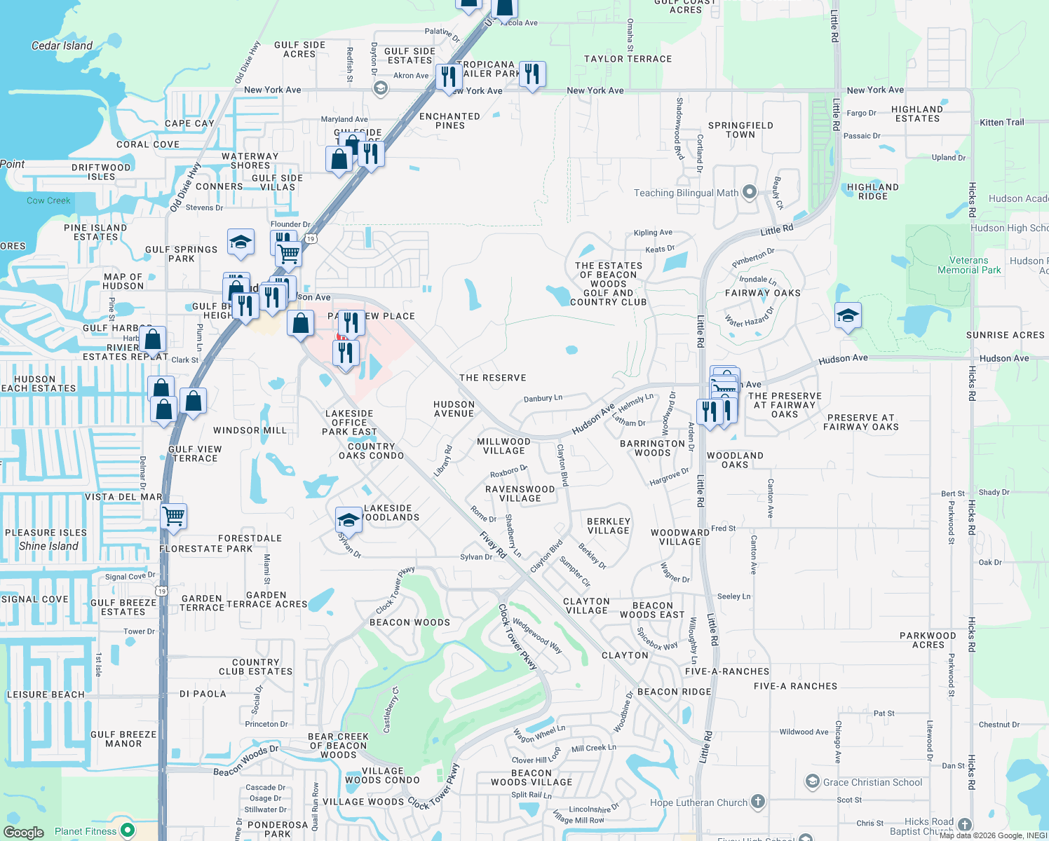 map of restaurants, bars, coffee shops, grocery stores, and more near 8328 Pavilion Drive in Hudson