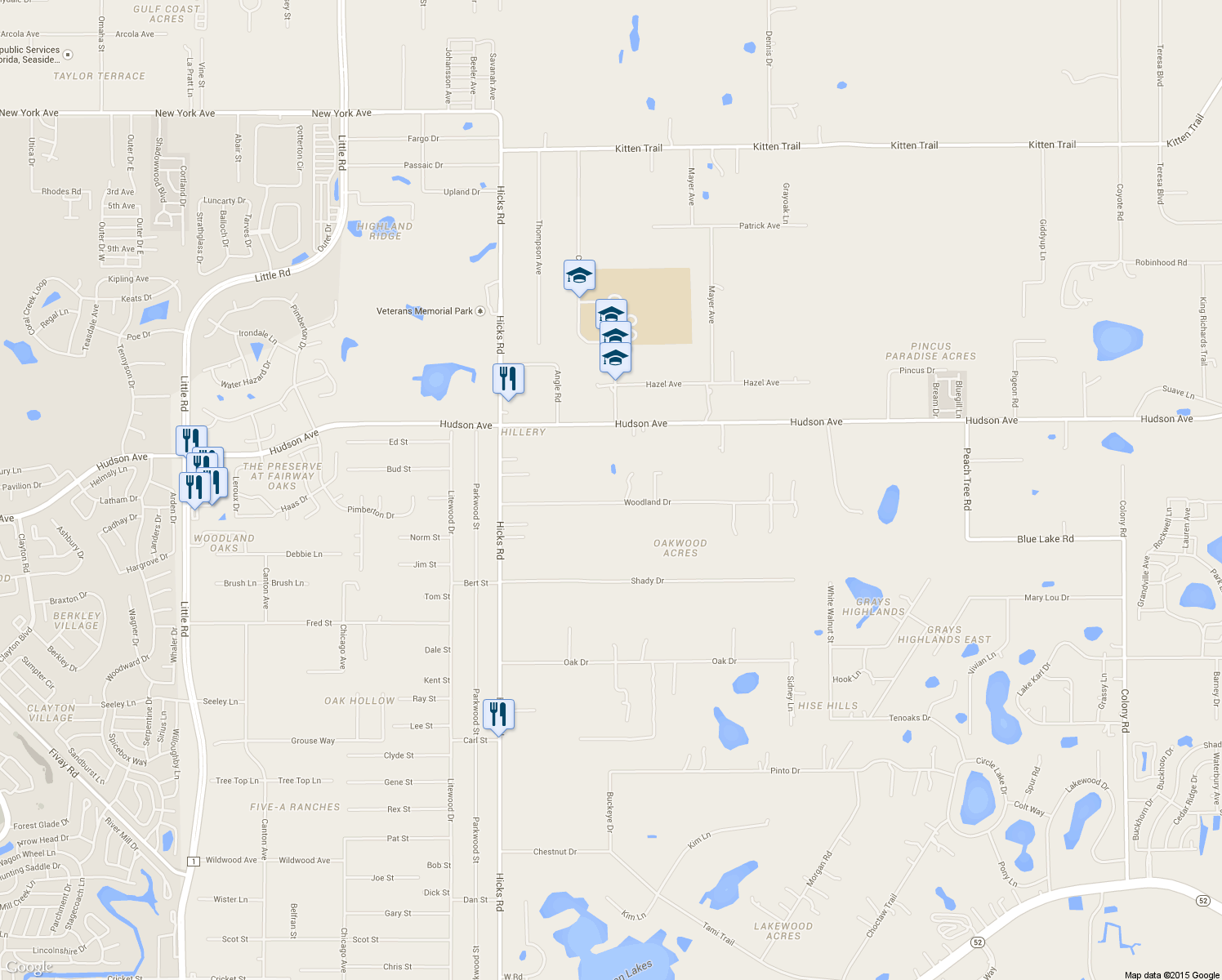 map of restaurants, bars, coffee shops, grocery stores, and more near 10319 Woodland Drive in Hudson