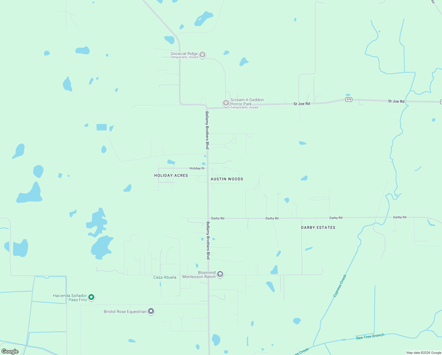 map of restaurants, bars, coffee shops, grocery stores, and more near 27724 Century Oaks Court in Dade City